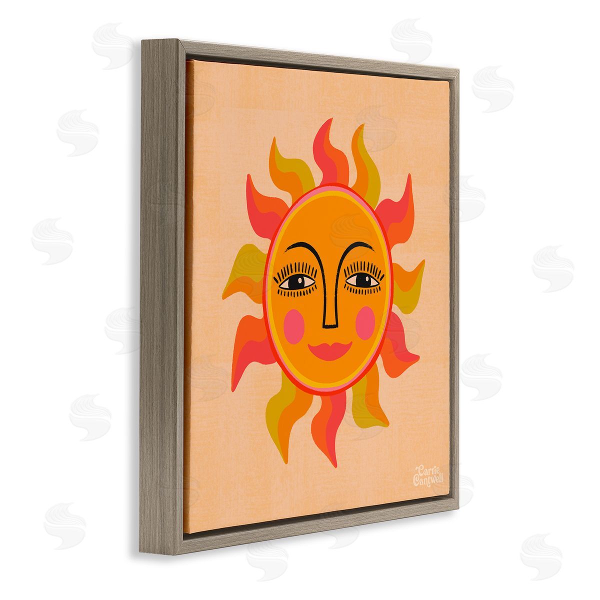 Carrie Cantwell Retro Boho Sun Brown Floating Frame Canvas Wall Art Print