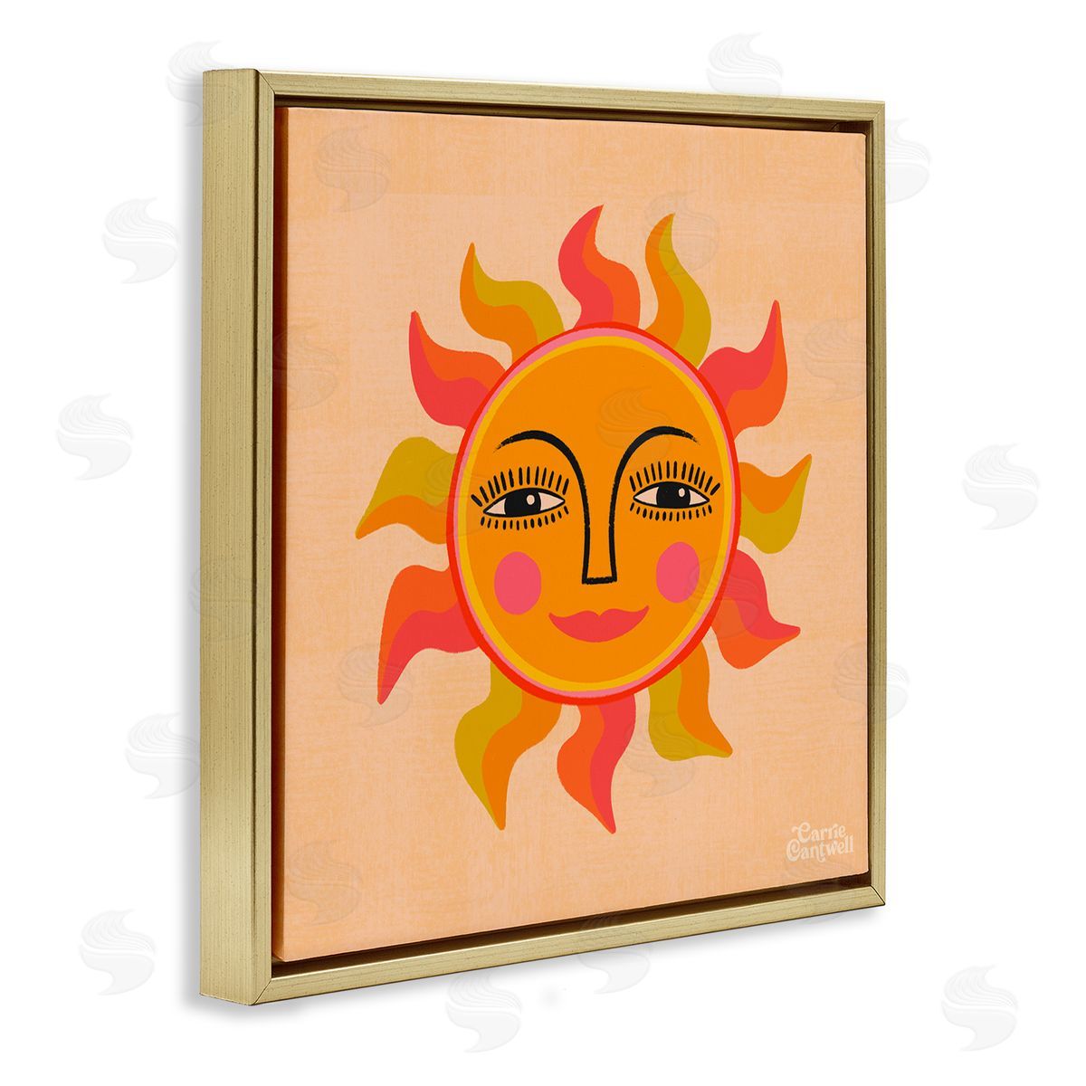 Carrie Cantwell Retro Boho Sun Gold Floating Frame Canvas Wall Art Print