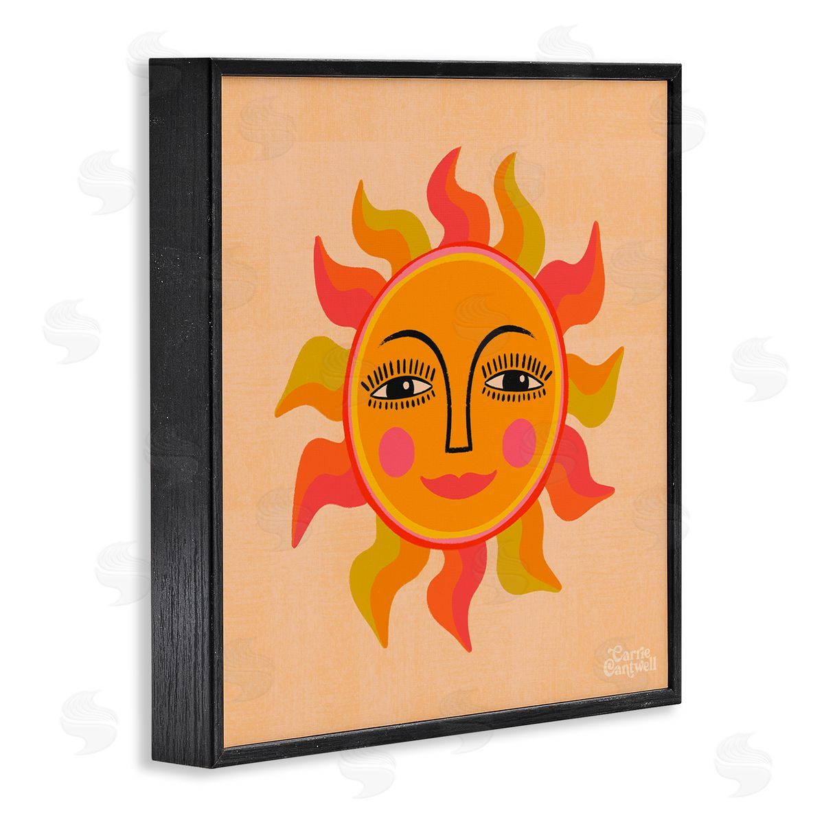 Carrie Cantwell Retro Boho Sun Black Framed Giclee Wall Art Print