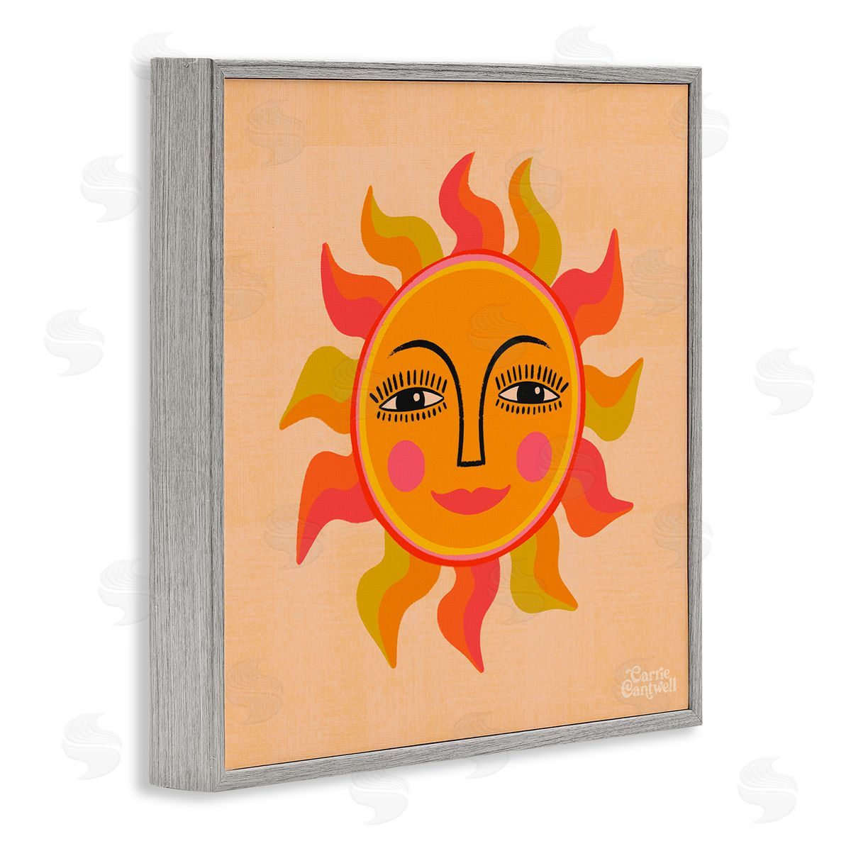 Carrie Cantwell Retro Boho Sun Gray Framed Giclee Wall Art Print