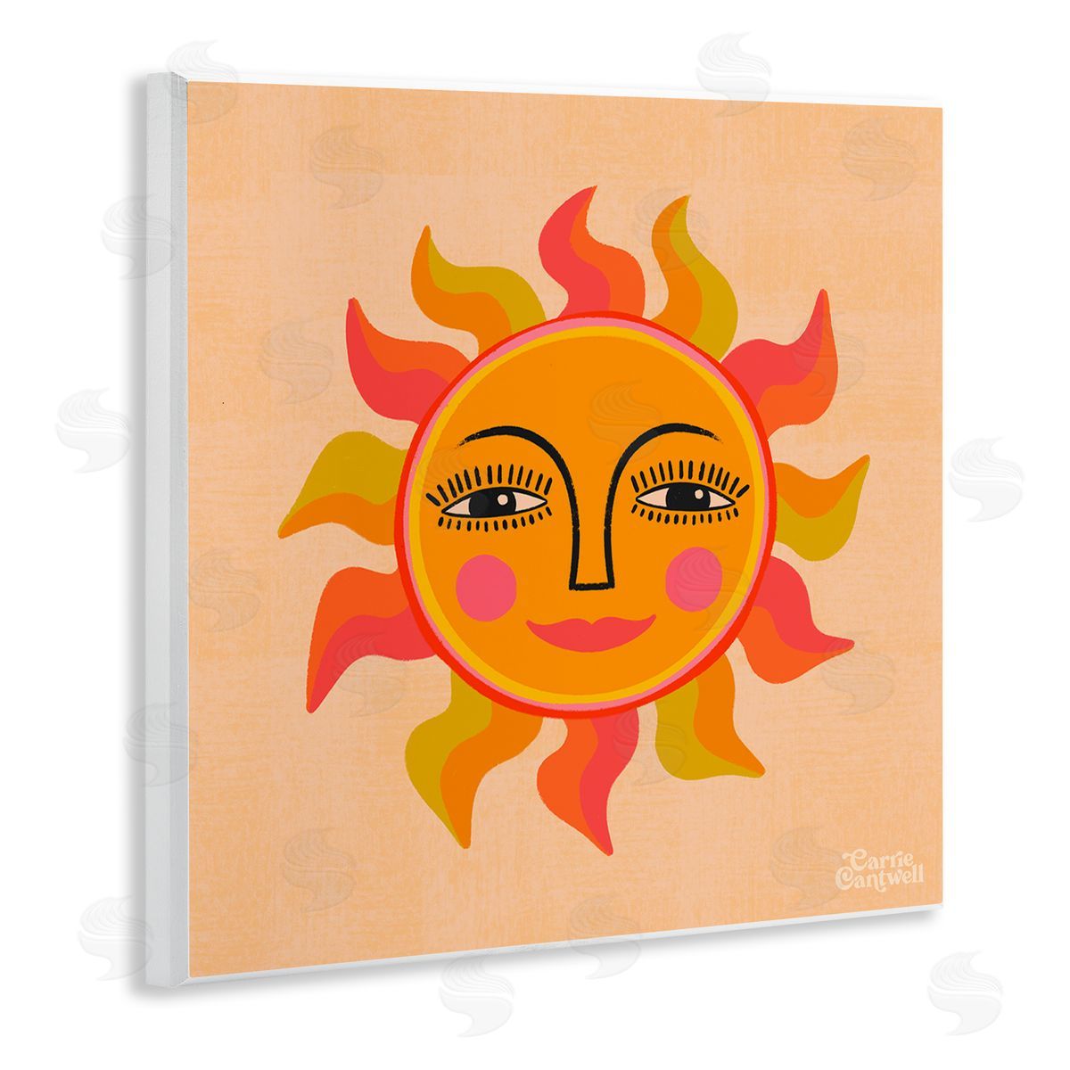 Carrie Cantwell Retro Boho Sun Wooden Wall Plaque Art Print