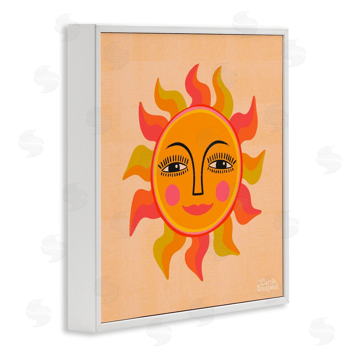 Carrie Cantwell Retro Boho Sun White Framed Giclee Wall Art Print