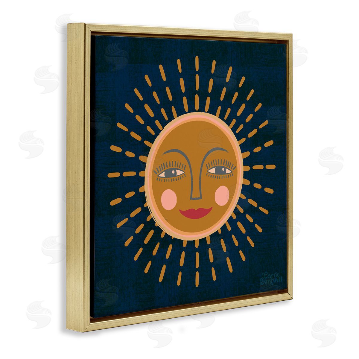 Carrie Cantwell Boho Smile Sun Gold Floating Frame Canvas Wall Art Print