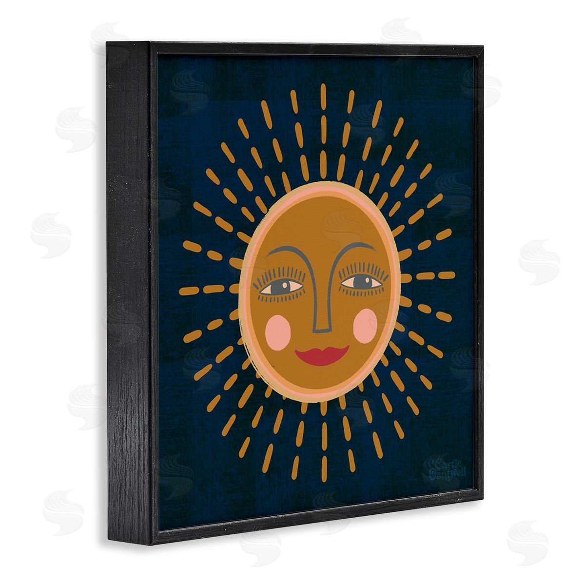 Carrie Cantwell Boho Smile Sun Black Framed Giclee Wall Art Print