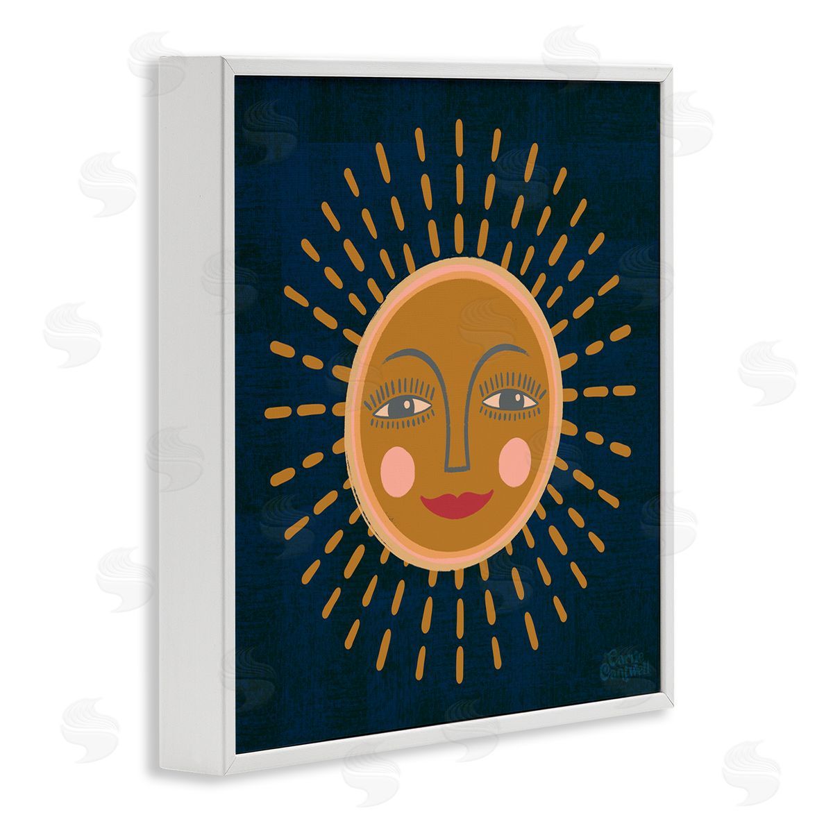 Carrie Cantwell Boho Smile Sun White Framed Giclee Wall Art Print