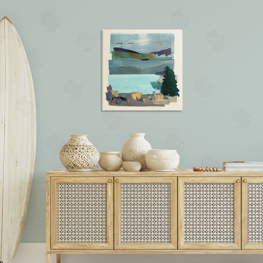 Sara Everett Abstract Lake View Scene Canvas Wall Art Print in Room