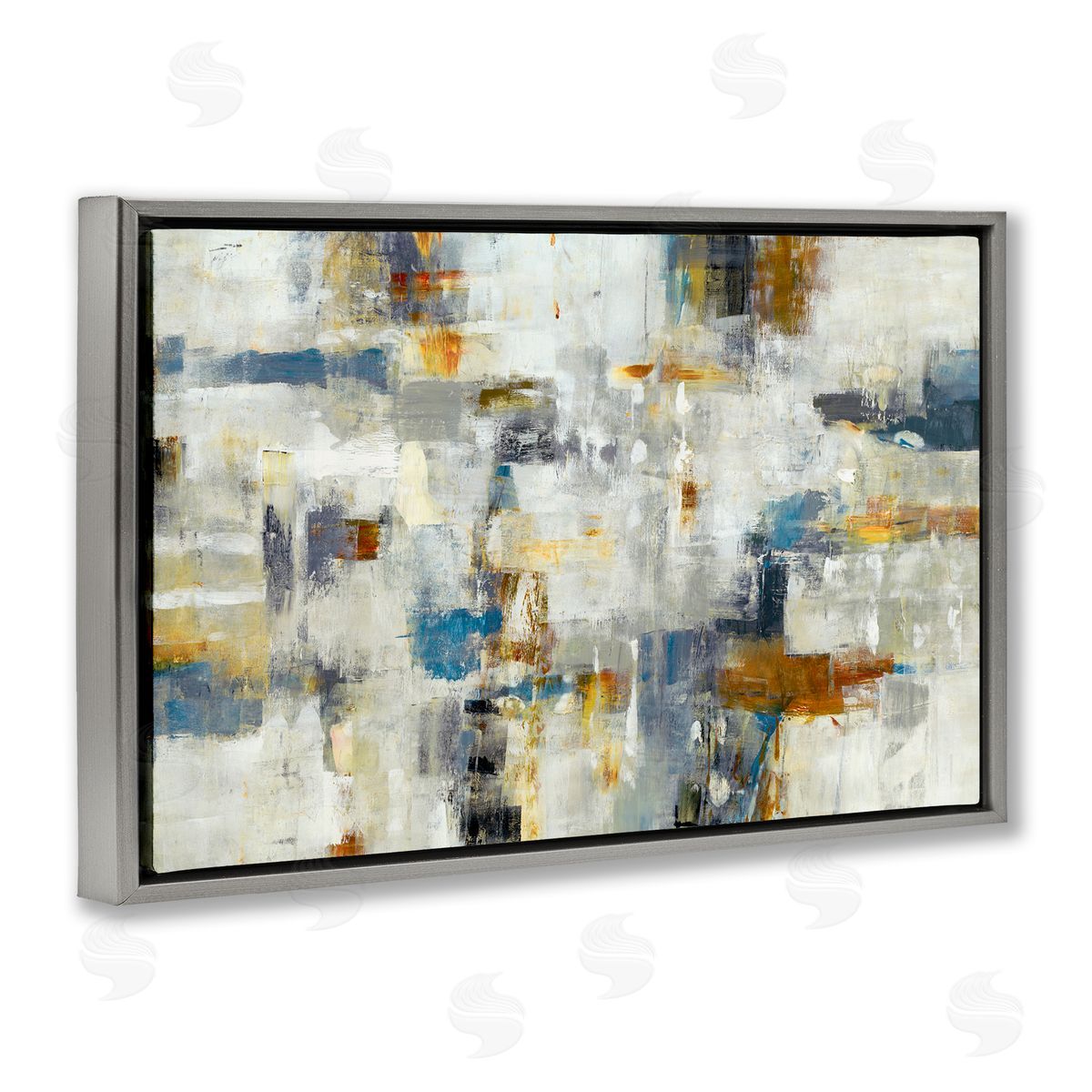 Lisa Ridgers Energetic Abstract Strokes Gray Floating Frame Canvas Wall Art Print