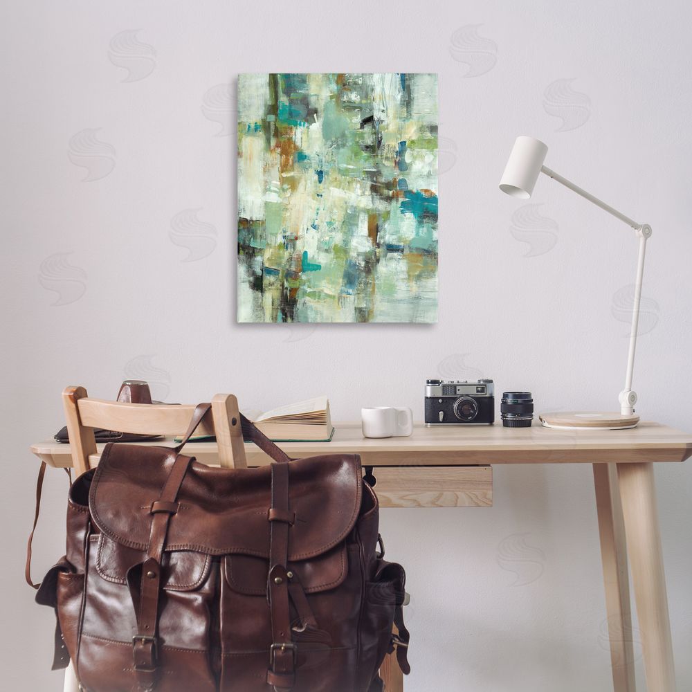 Lisa Ridgers Restless Green Abstraction Canvas Wall Art Print in Room