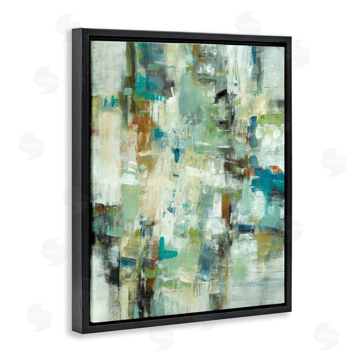 Lisa Ridgers Restless Green Abstraction Black Floating Frame Canvas Wall Art Print