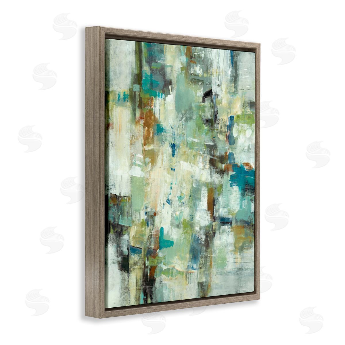 Lisa Ridgers Restless Green Abstraction Brown Floating Frame Canvas Wall Art Print