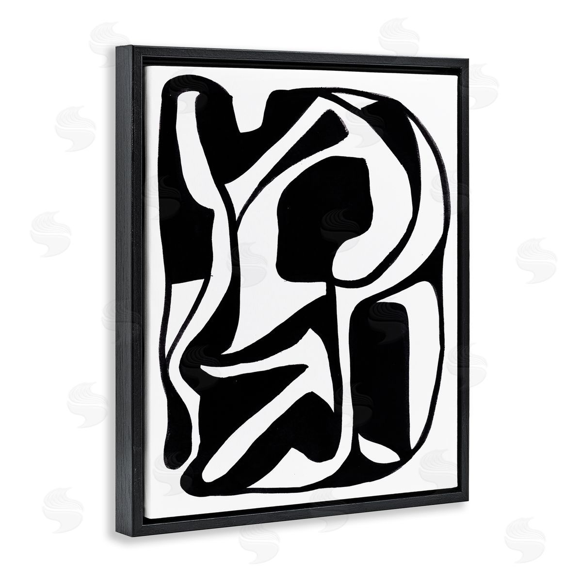 Bea Dina Swirling Ink Pattern Black Floating Frame Canvas Wall Art Print