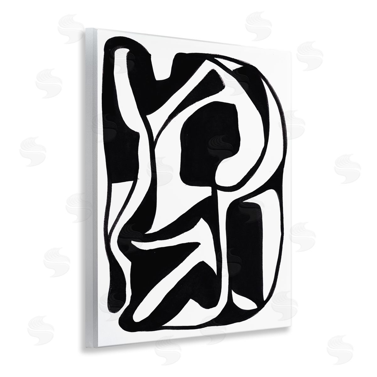 Bea Dina Swirling Ink Pattern Wooden Wall Plaque Art Print