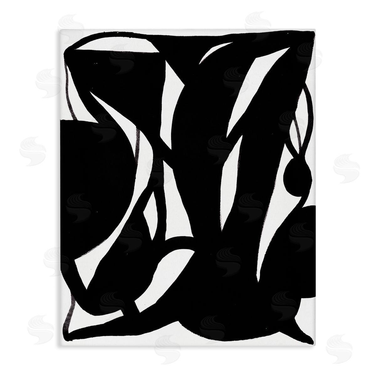 Bea Dina Black Swirled Ink Canvas Wall Art Print
