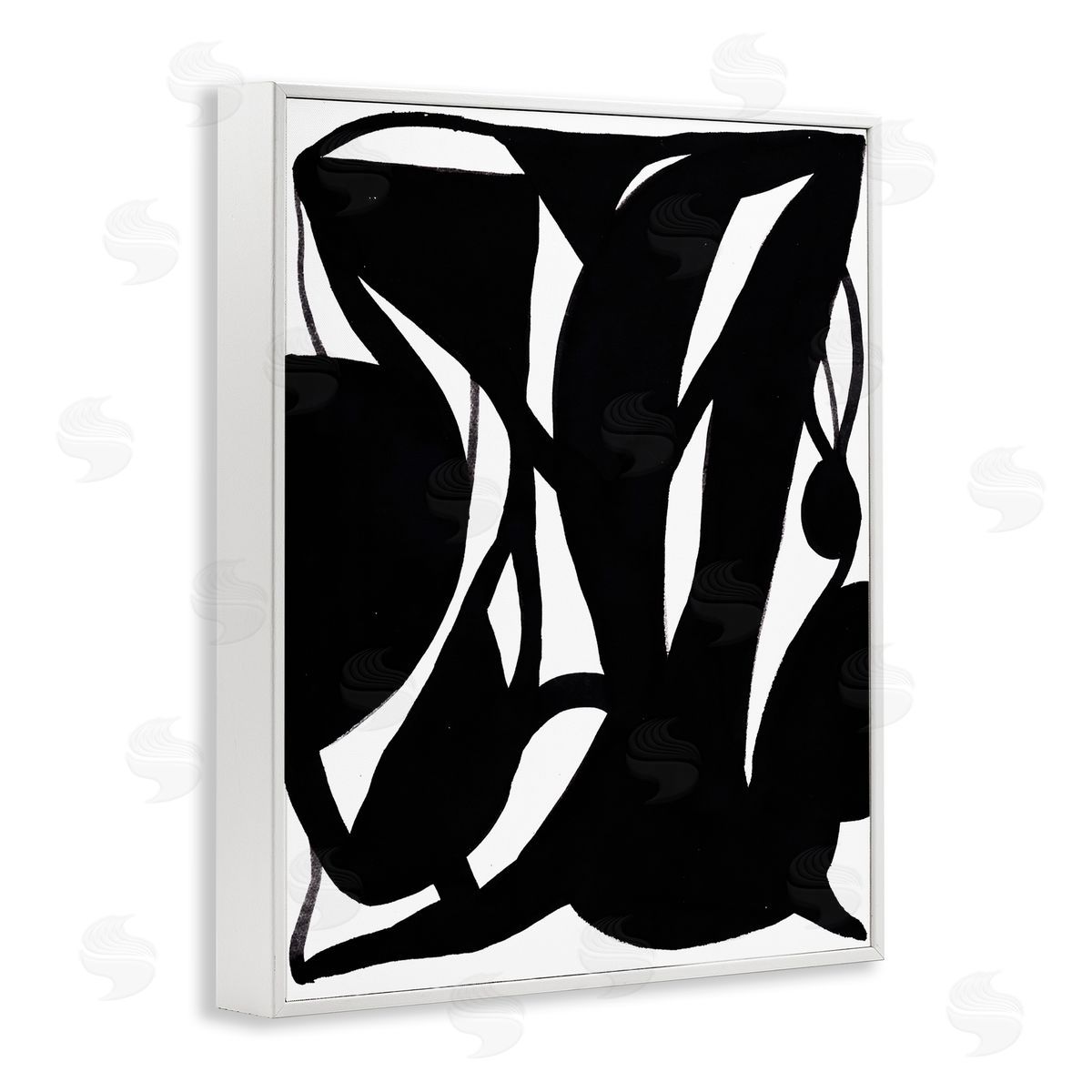 Bea Dina Black Swirled Ink White Framed Giclee Wall Art Print