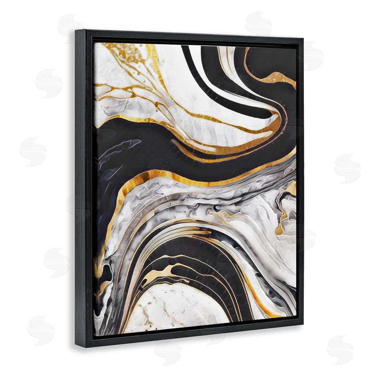 Jesse Keith Marbled Fluid Gold Accent Black Floating Frame Canvas Wall Art Print