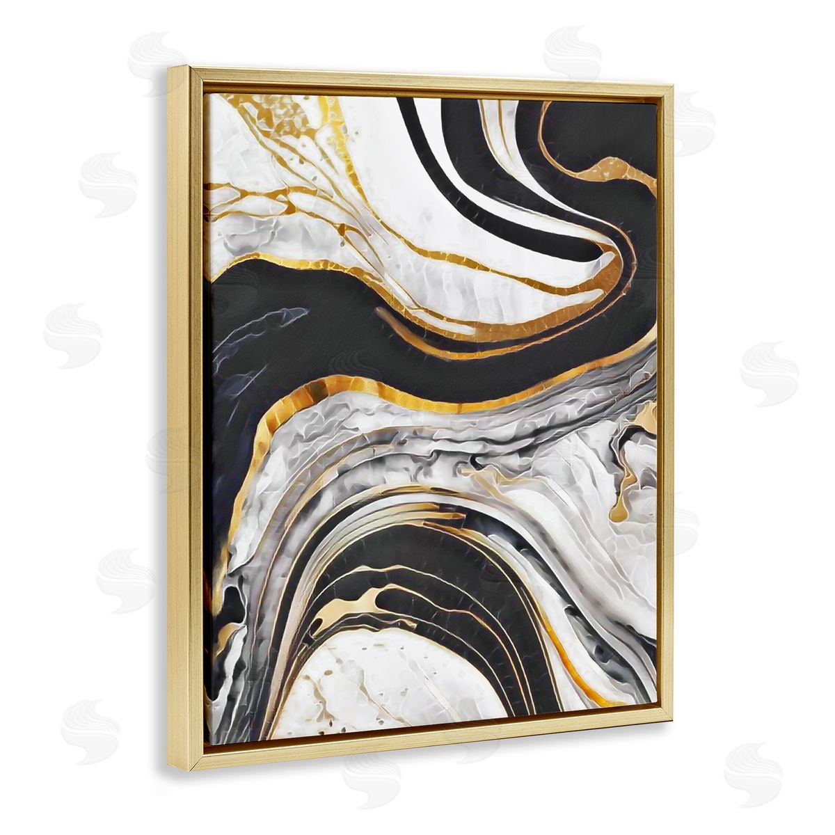 Jesse Keith Marbled Fluid Gold Accent Gold Floating Frame Canvas Wall Art Print
