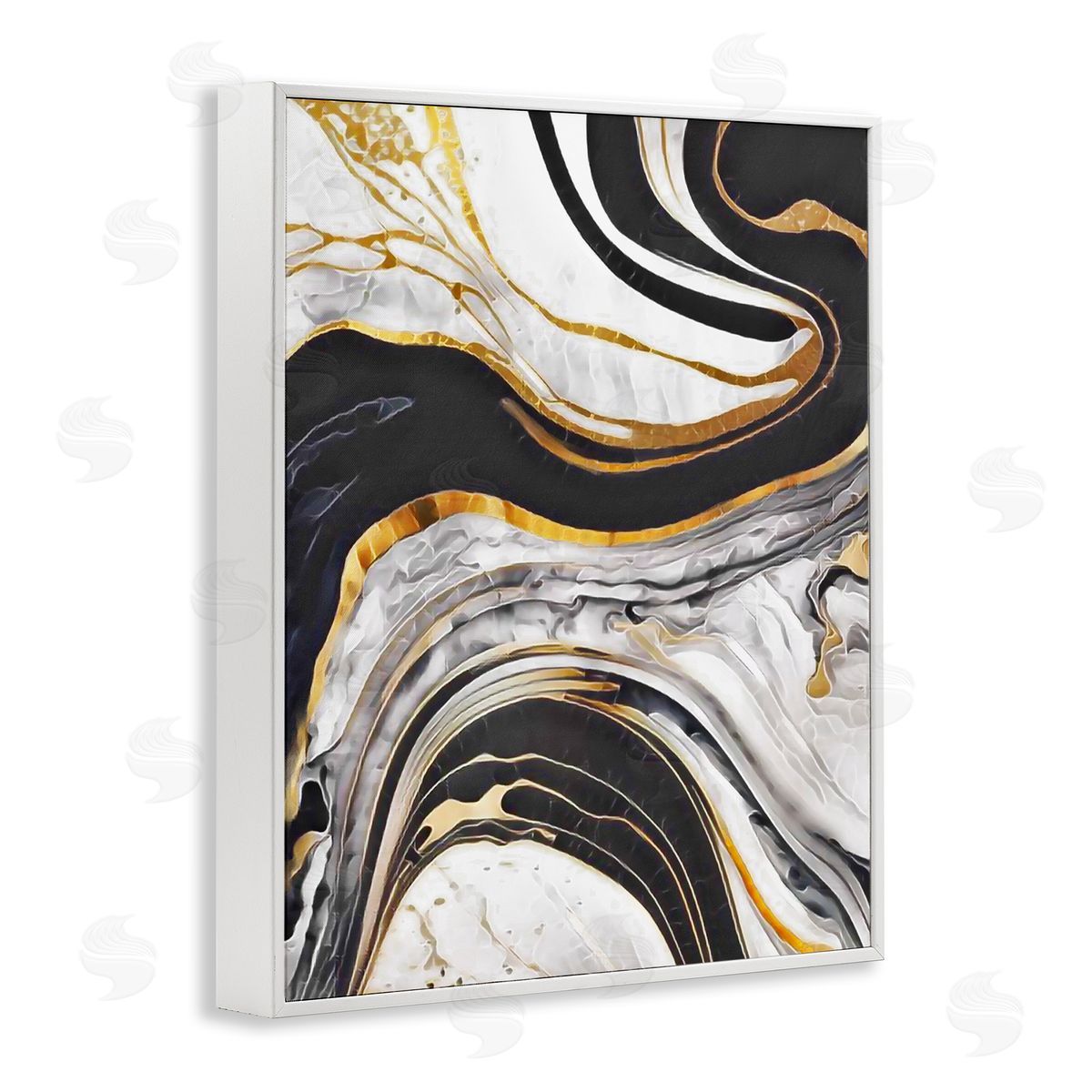 Jesse Keith Marbled Fluid Gold Accent White Framed Giclee Wall Art Print