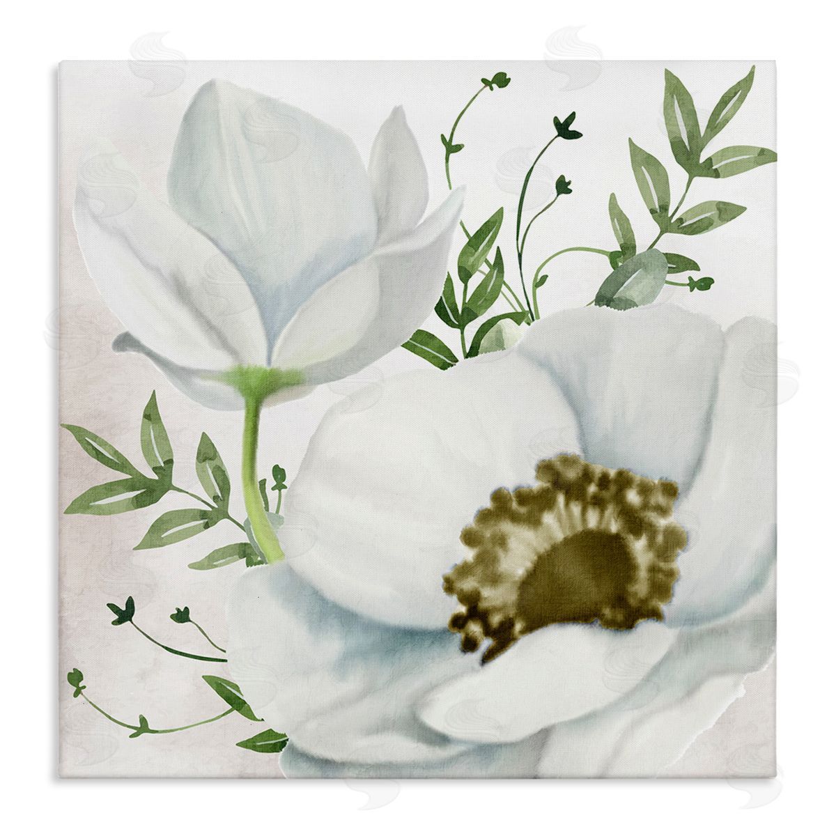 Kim Allen Magnolia & Leaf Sprigs Canvas Wall Art Print