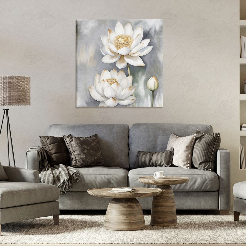Kim Allen Budding White Lotus Canvas Wall Art Print in Room