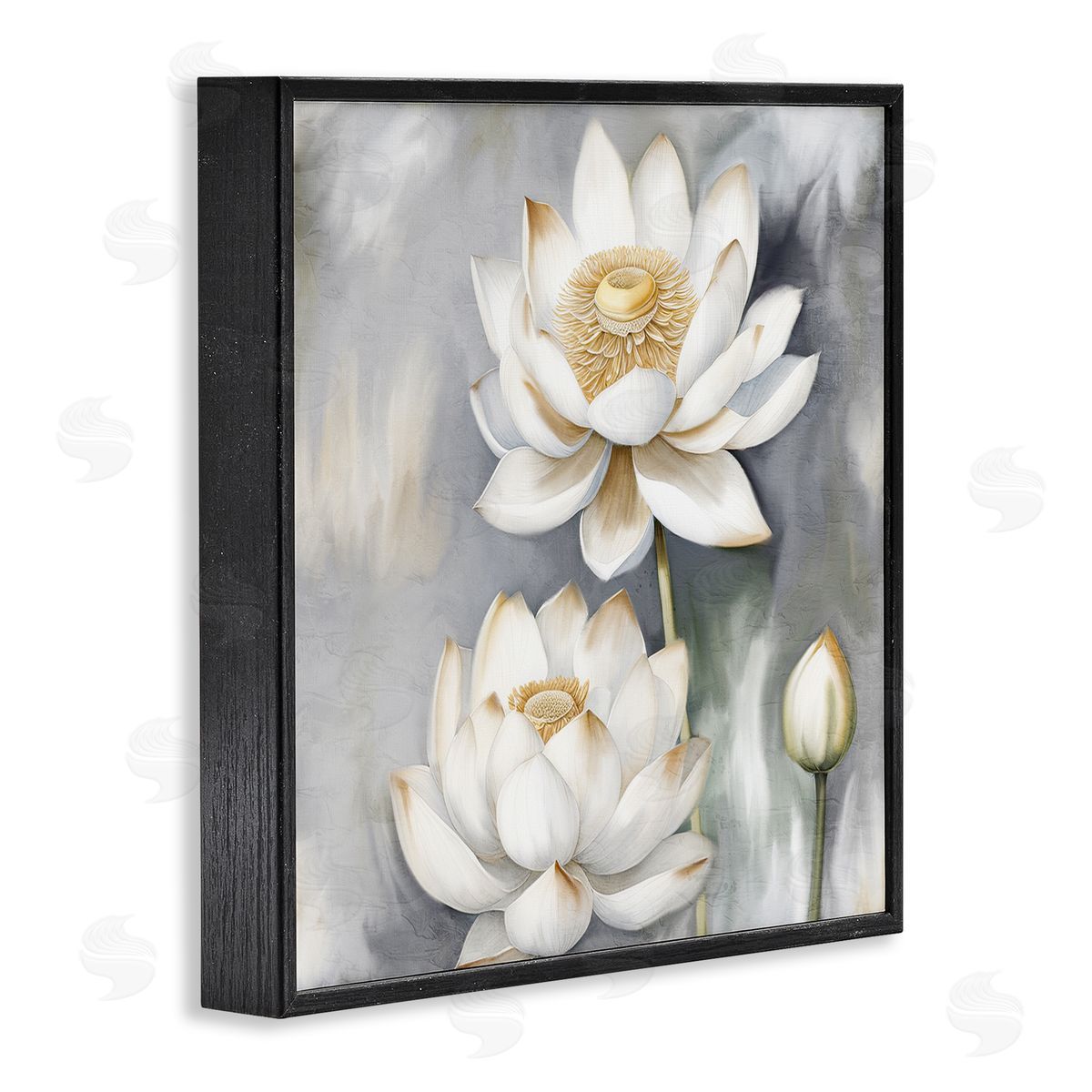 Kim Allen Budding White Lotus Black Framed Giclee Wall Art Print