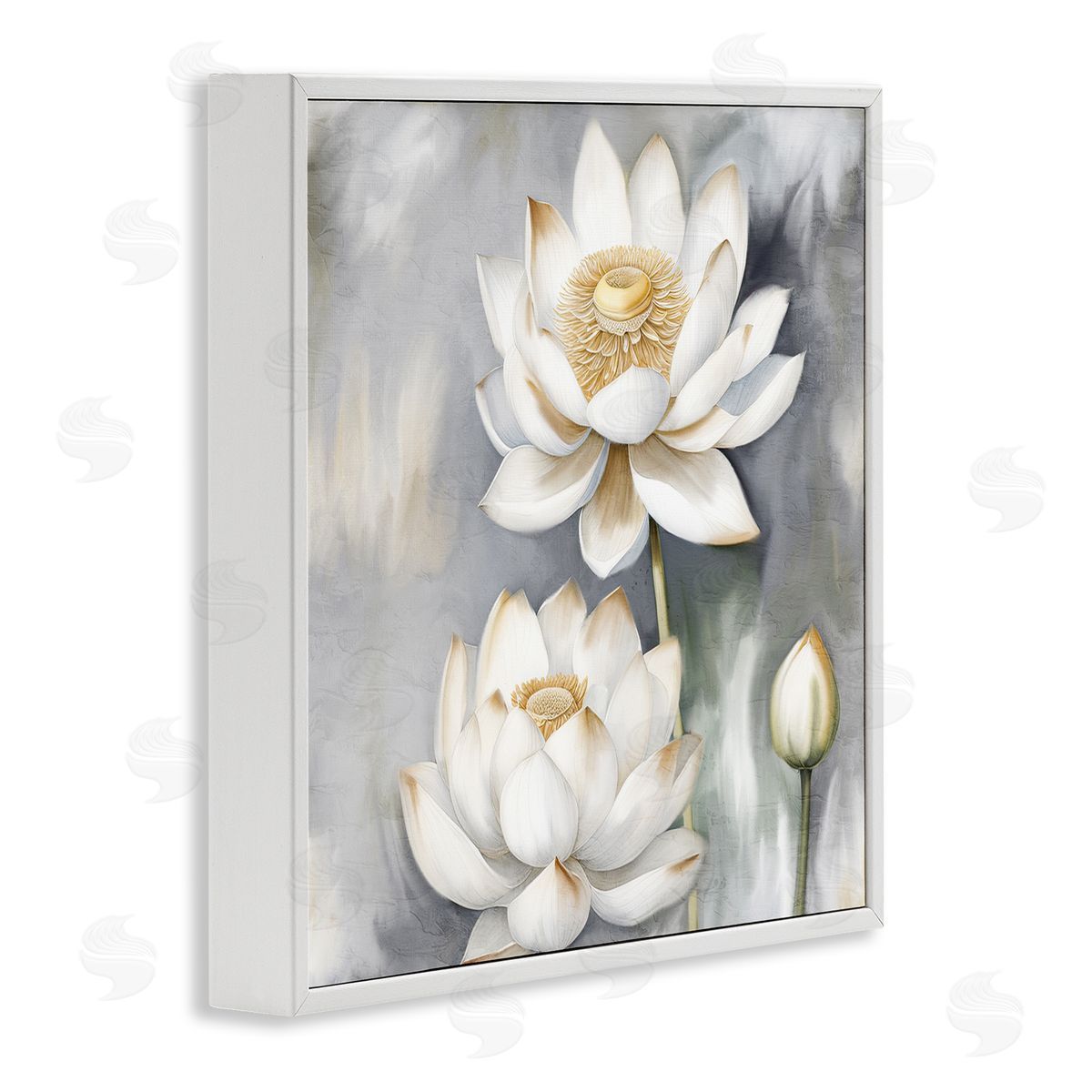 Kim Allen Budding White Lotus White Framed Giclee Wall Art Print