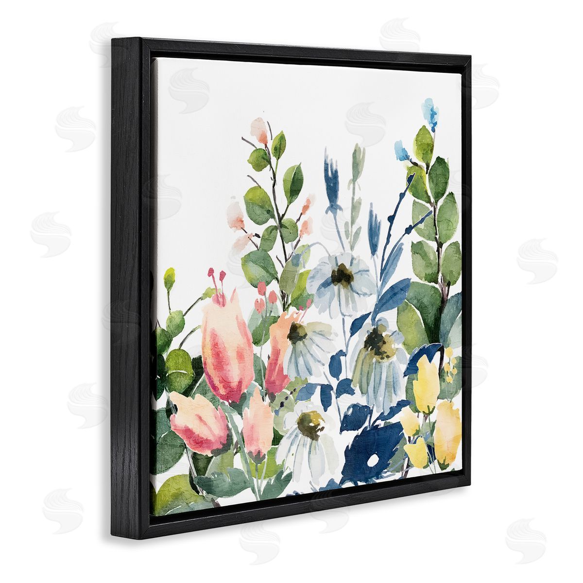 Kim Allen Assorted Spring Blooms Black Floating Frame Canvas Wall Art Print