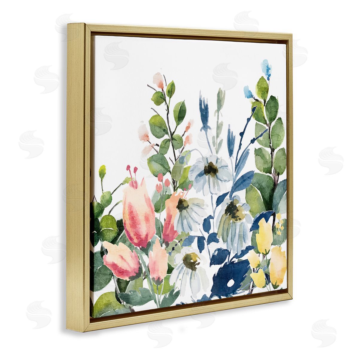 Kim Allen Assorted Spring Blooms Gold Floating Frame Canvas Wall Art Print