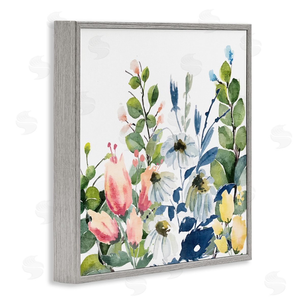 Kim Allen Assorted Spring Blooms Gray Framed Giclee Wall Art Print