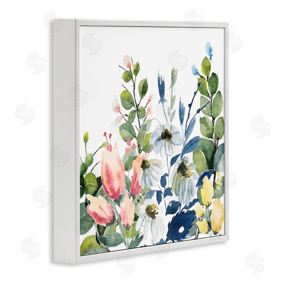 Kim Allen Assorted Spring Blooms White Framed Giclee Wall Art Print