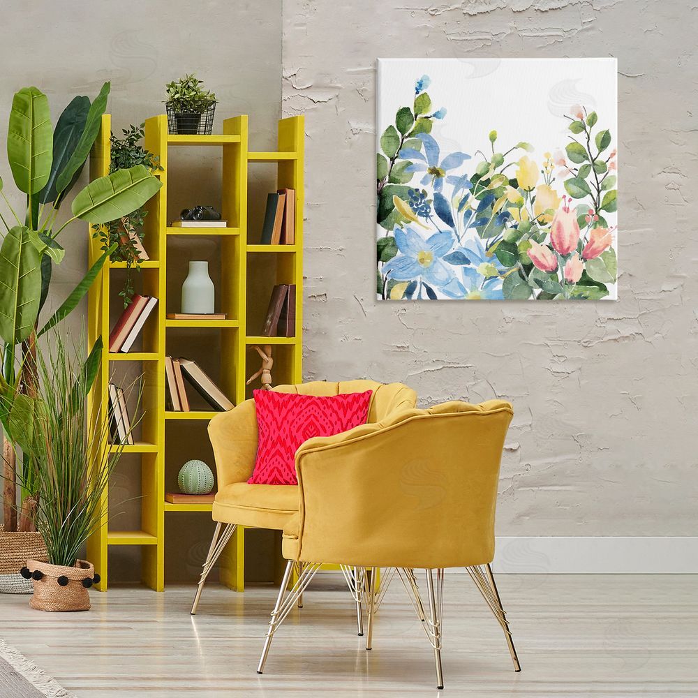 Kim Allen Leafy Spring Blooms Canvas Wall Art Print in Room