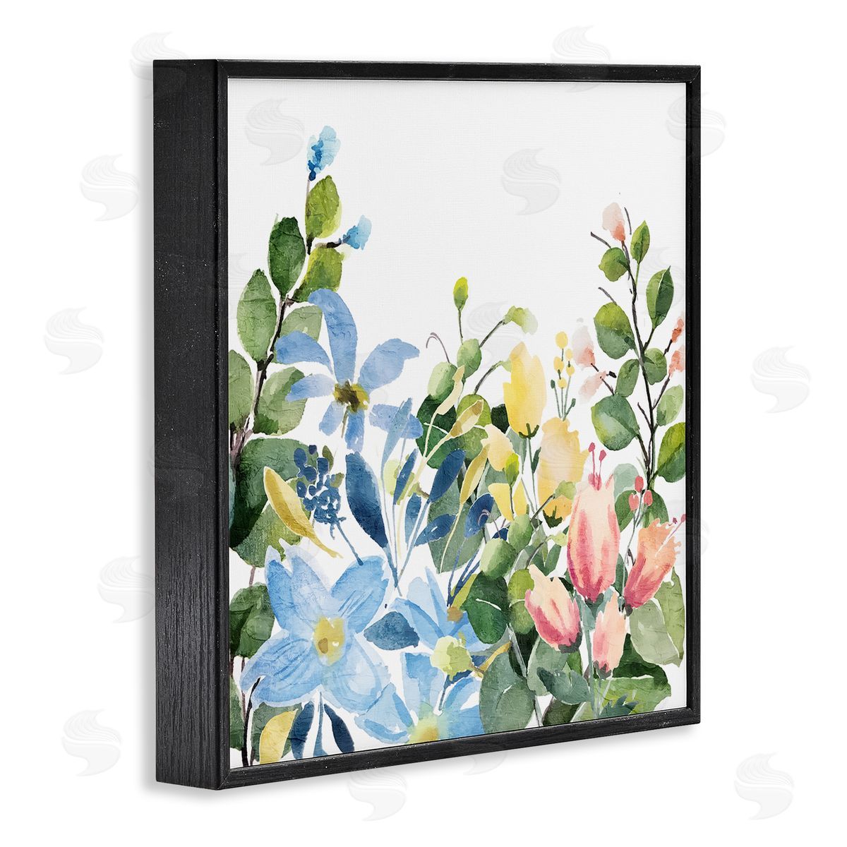 Kim Allen Leafy Spring Blooms Black Framed Giclee Wall Art Print