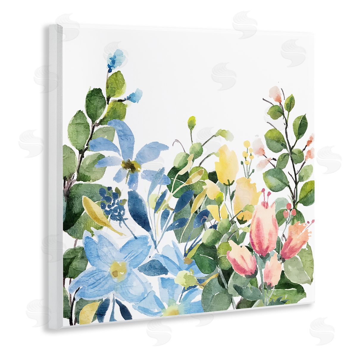 Kim Allen Leafy Spring Blooms Wooden Wall Plaque Art Print