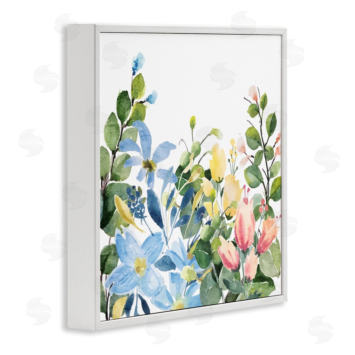 Kim Allen Leafy Spring Blooms White Framed Giclee Wall Art Print