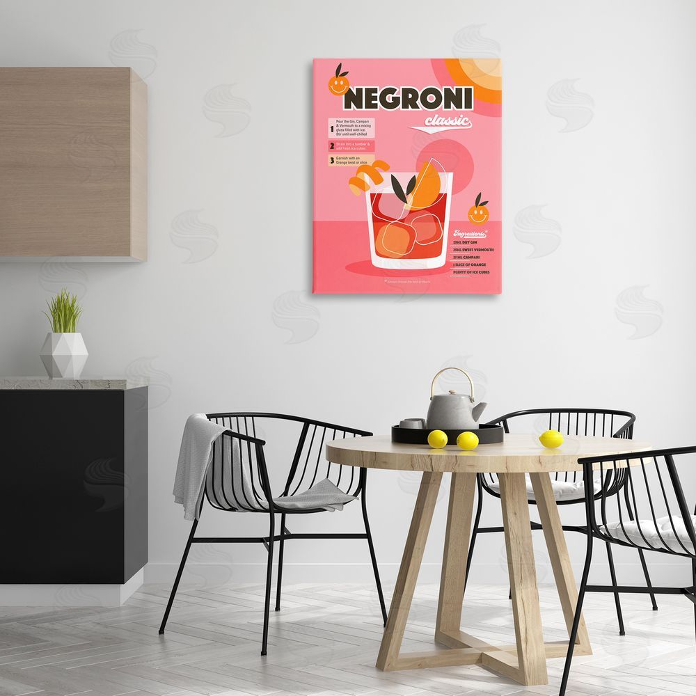 Dominique Vari Retro Negroni Cocktail Recipe Canvas Wall Art Print in Room