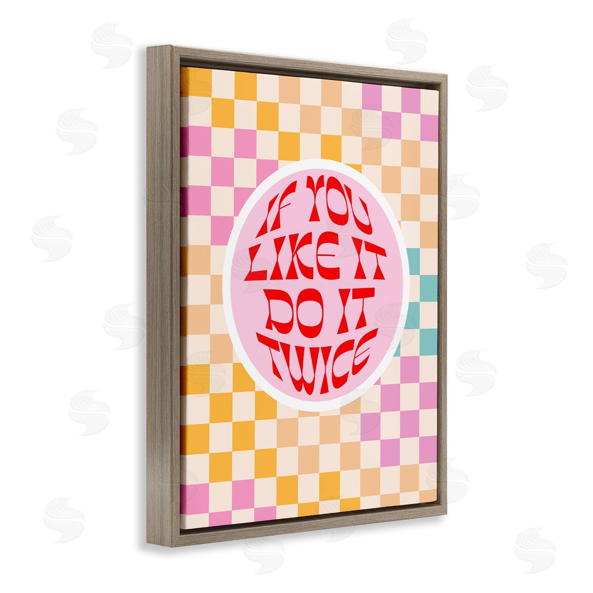 Dominique Vari Groovy Pattern Do It Twice Brown Floating Frame Canvas Wall Art Print