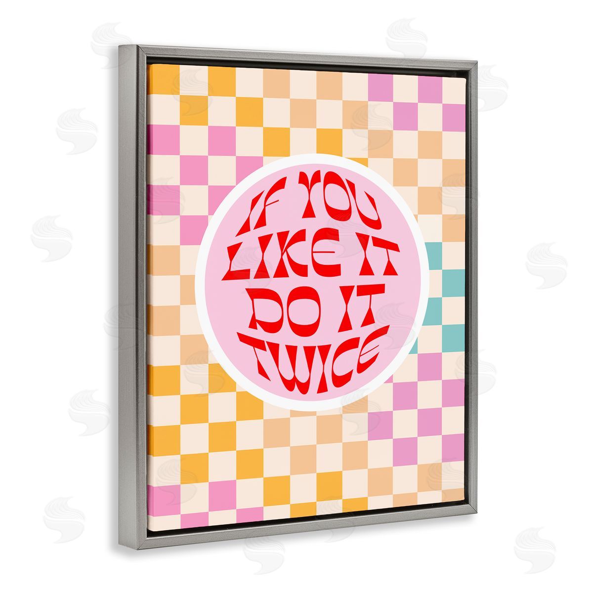 Dominique Vari Groovy Pattern Do It Twice Gray Floating Frame Canvas Wall Art Print