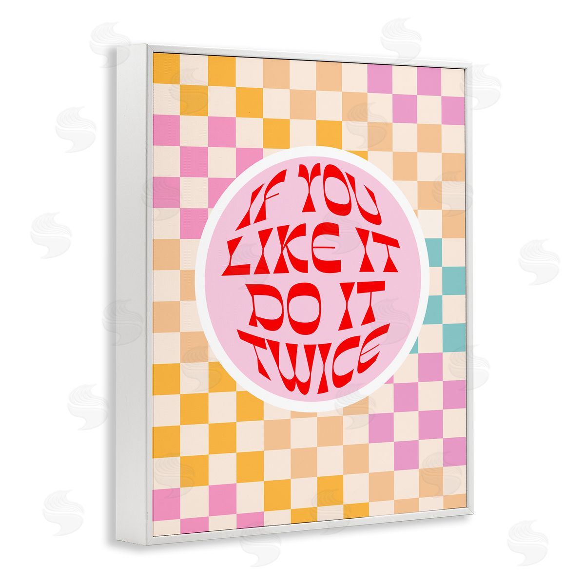 Dominique Vari Groovy Pattern Do It Twice White Framed Giclee Wall Art Print