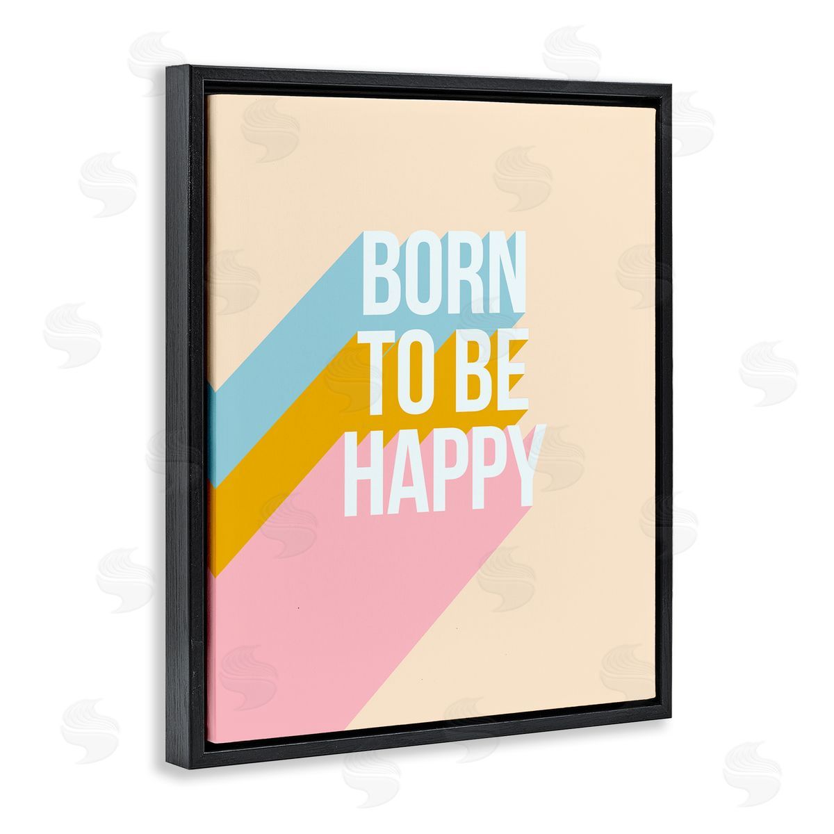 Dominique Vari Born To Be Happy Pastel Black Floating Frame Canvas Wall Art Print