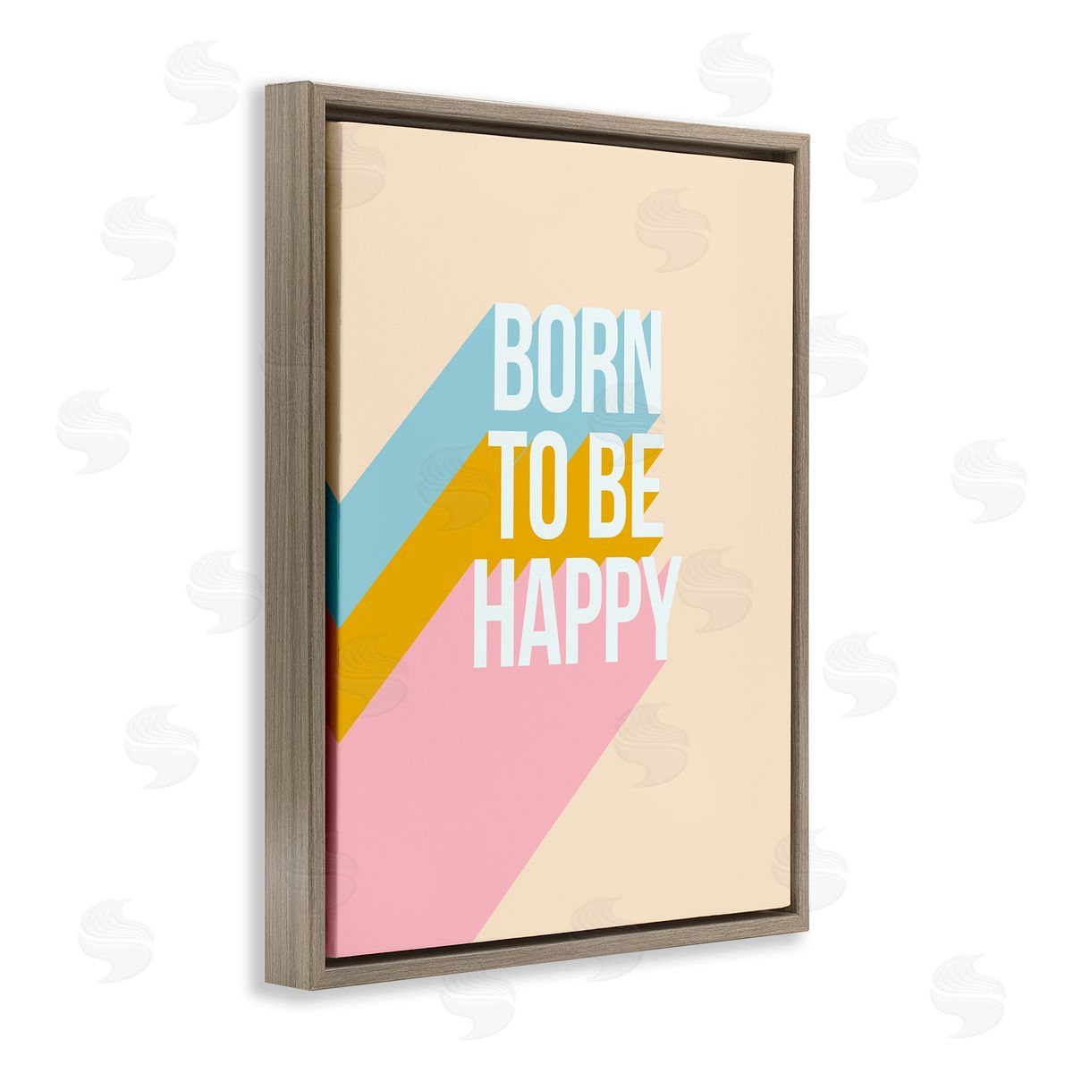 Dominique Vari Born To Be Happy Pastel Brown Floating Frame Canvas Wall Art Print