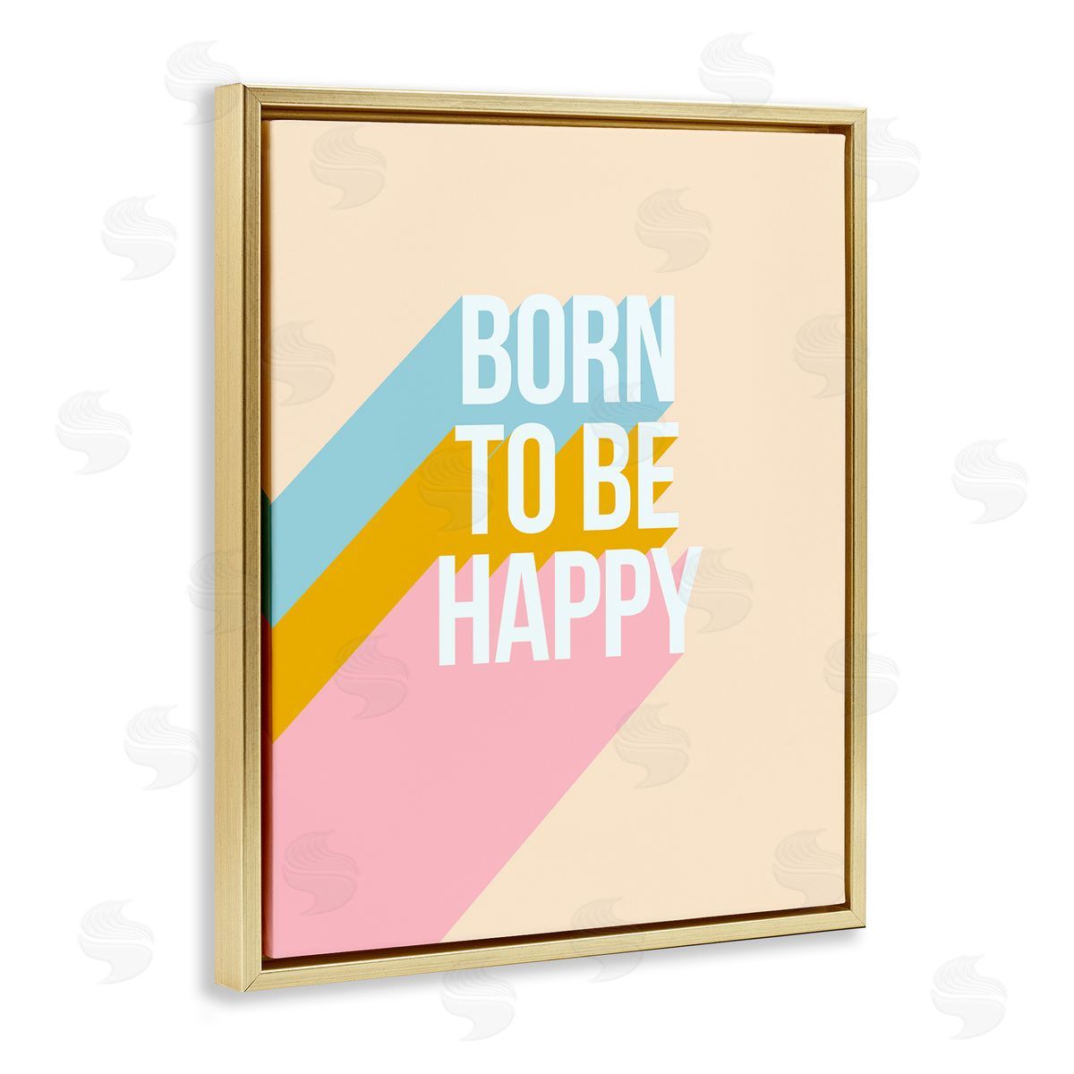 Dominique Vari Born To Be Happy Pastel Gold Floating Frame Canvas Wall Art Print