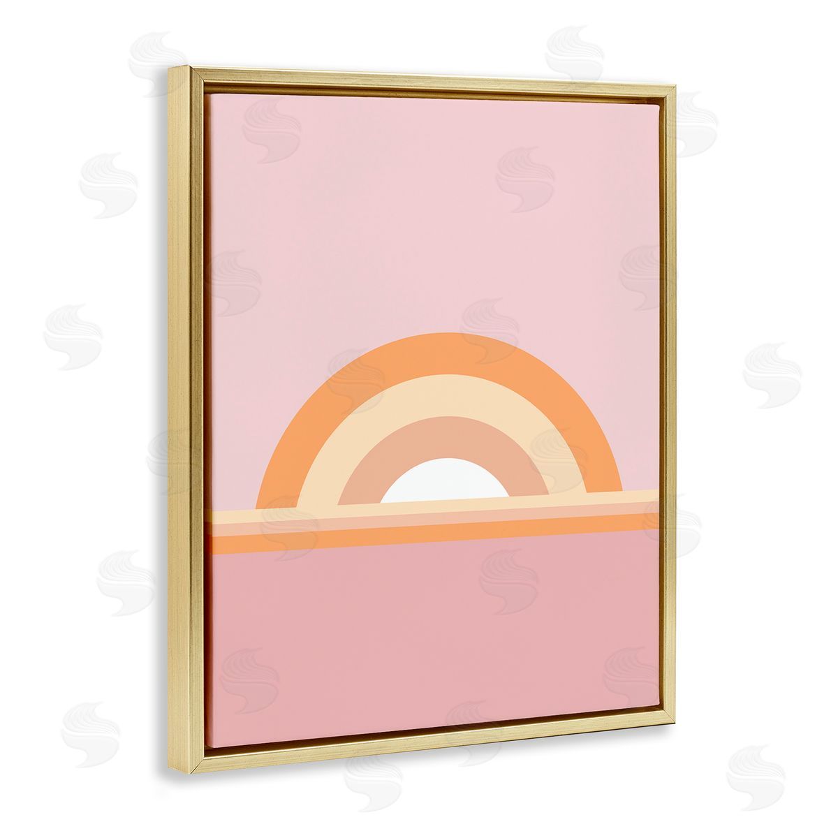 Dominique Vari Mauve & Orange Rainbow Gold Floating Frame Canvas Wall Art Print