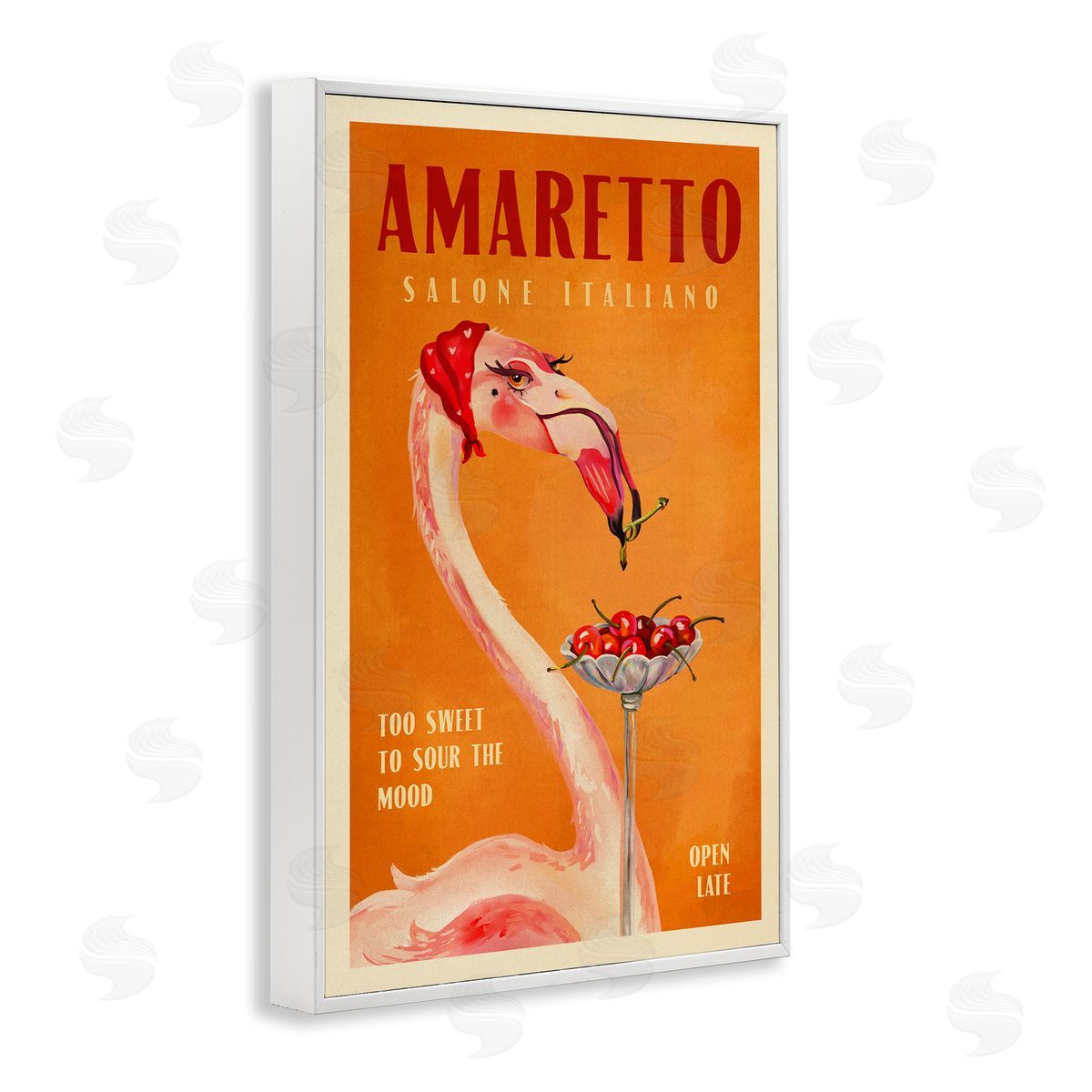 Vintage Amaretto Flamingo White Frame Print Wall Art, Home Decor by The Whiskey Ginger