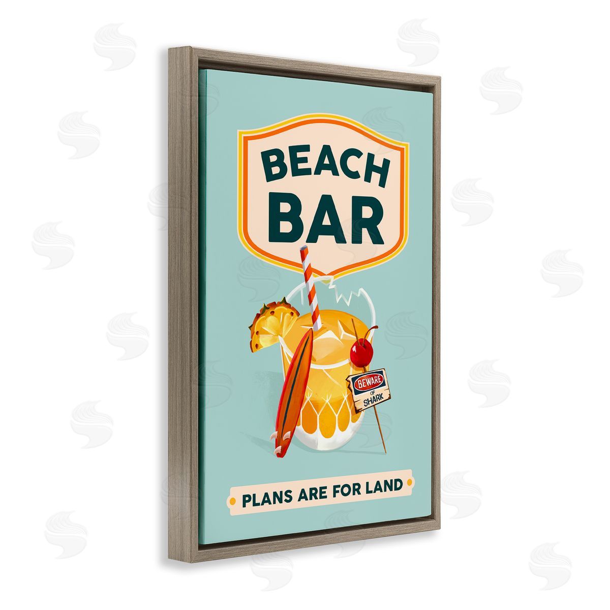 The Whiskey Ginger Beach Bar Cocktail Brown Floating Frame Canvas Wall Art Print