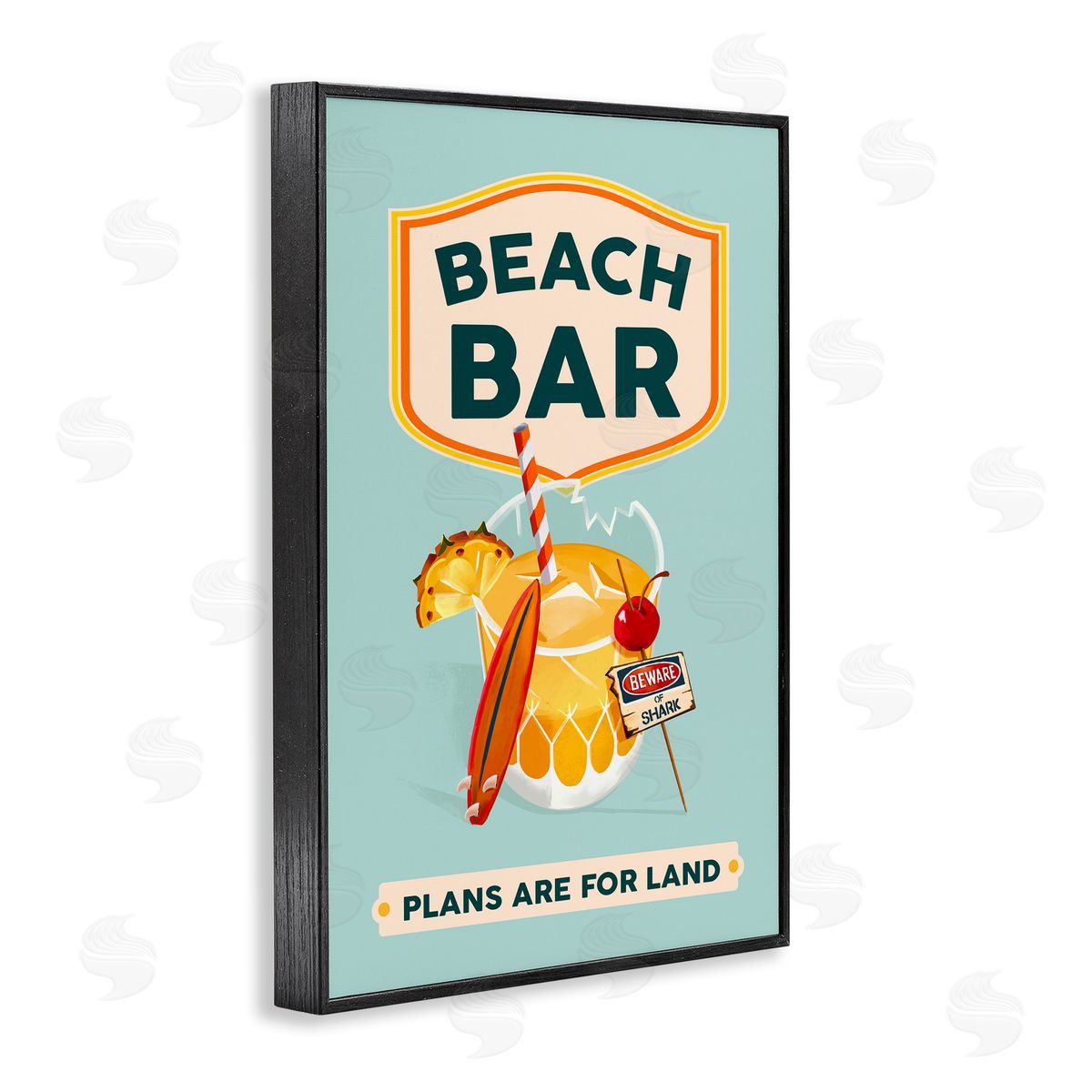 The Whiskey Ginger Beach Bar Cocktail Black Framed Giclee Wall Art Print