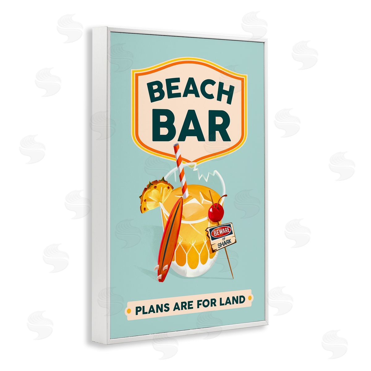 The Whiskey Ginger Beach Bar Cocktail White Framed Giclee Wall Art Print