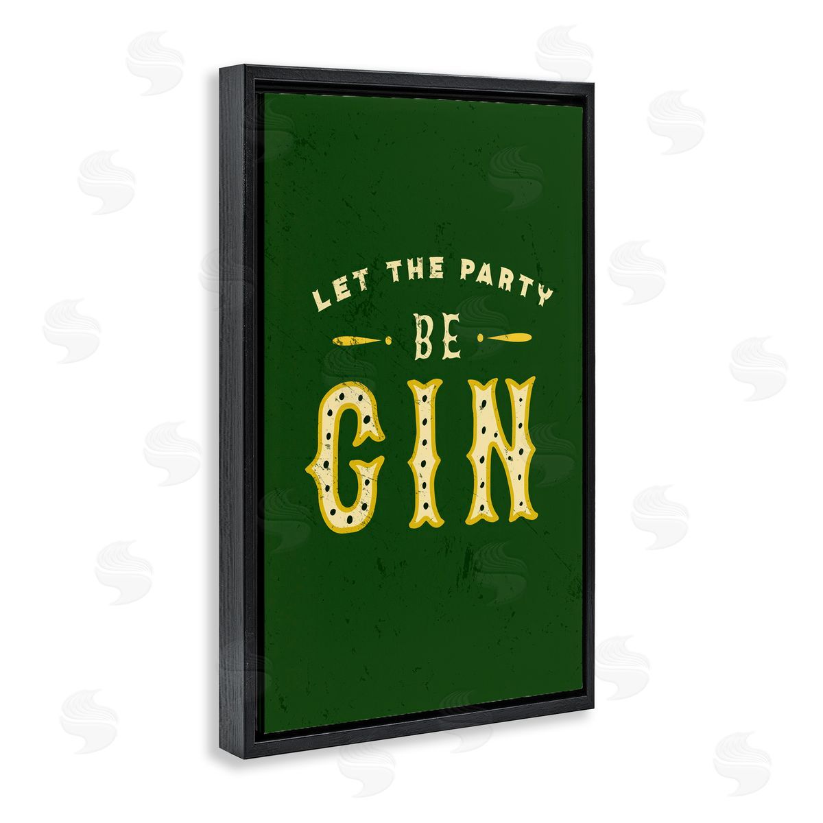 The Whiskey Ginger Let Party Be Gin Pun Black Floating Frame Canvas Wall Art Print