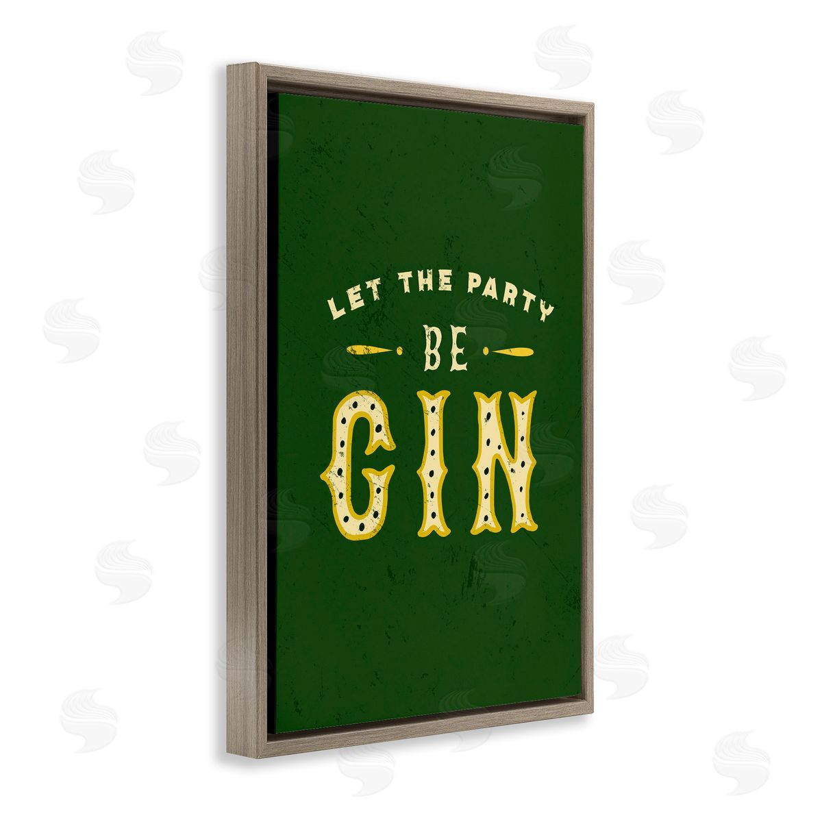 The Whiskey Ginger Let Party Be Gin Pun Brown Floating Frame Canvas Wall Art Print