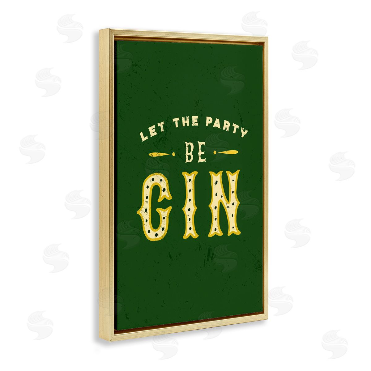 The Whiskey Ginger Let Party Be Gin Pun Gold Floating Frame Canvas Wall Art Print