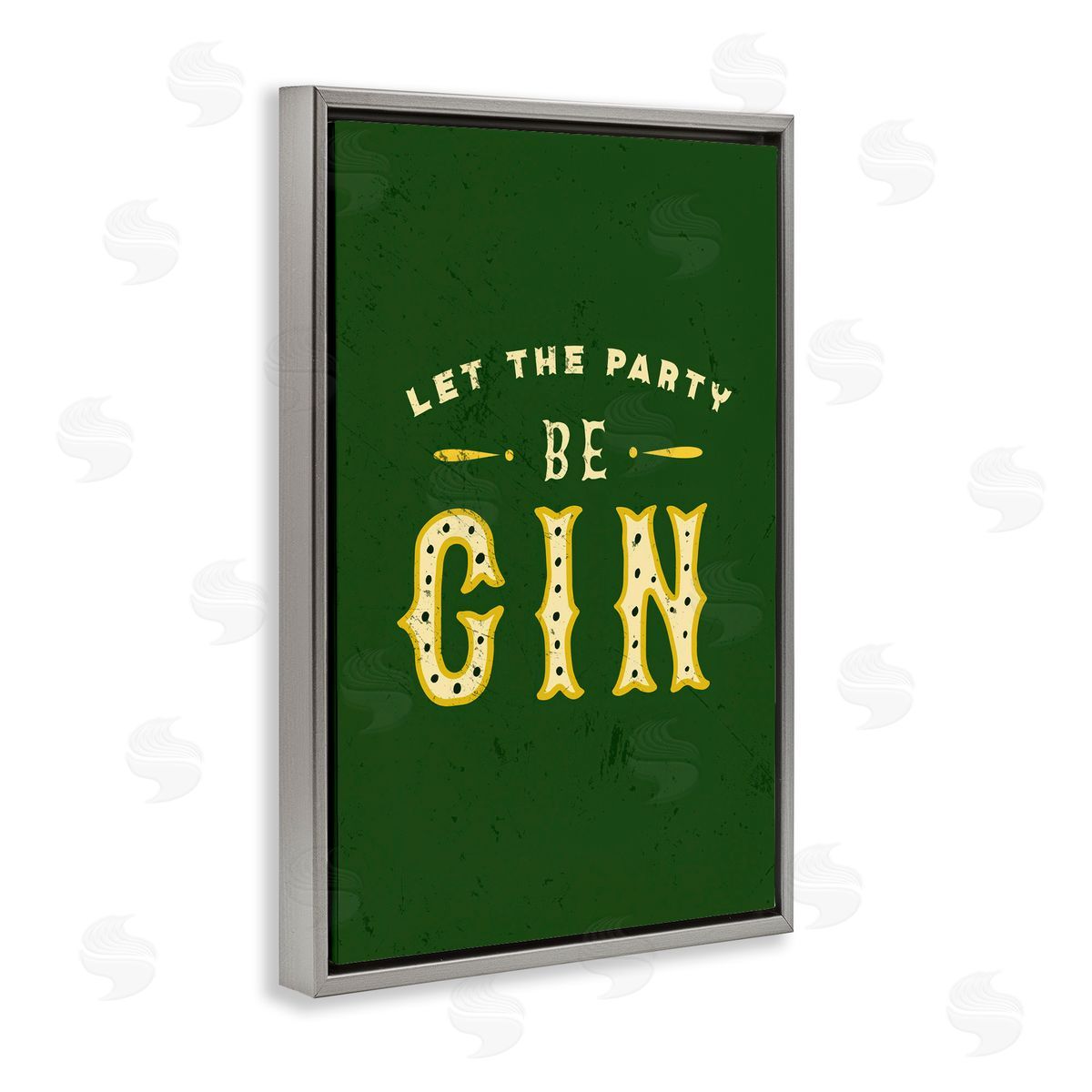 The Whiskey Ginger Let Party Be Gin Pun Gray Floating Frame Canvas Wall Art Print