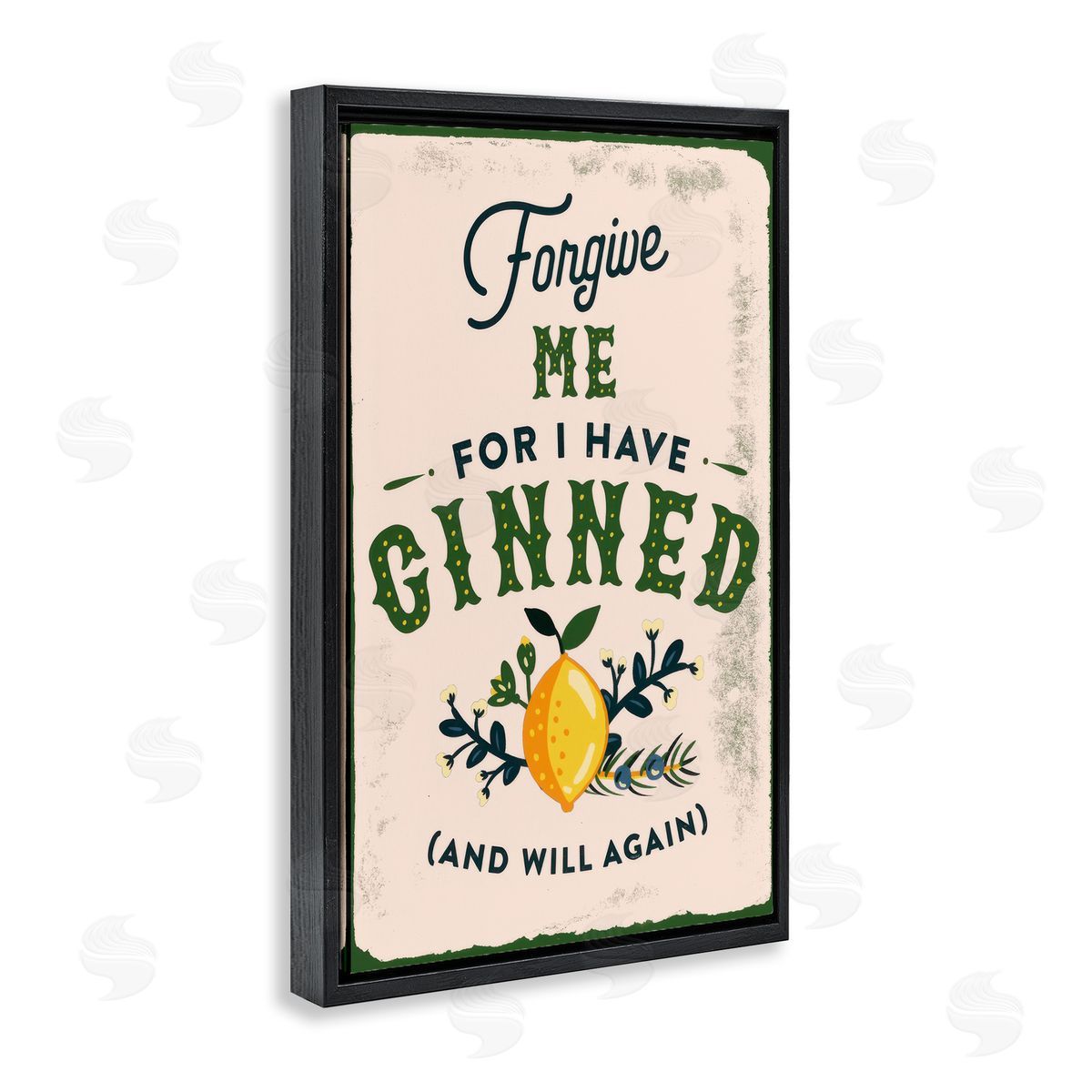 The Whiskey Ginger Forgive Me For I Have Ginned Black Floating Frame Canvas Wall Art Print